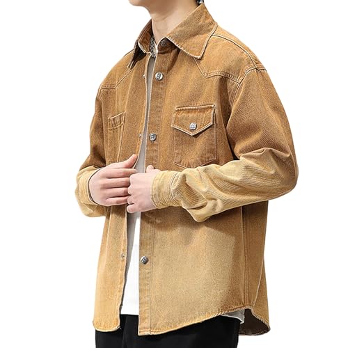 Chemise en denim homme bleu clair coton léger col rabattu d'été