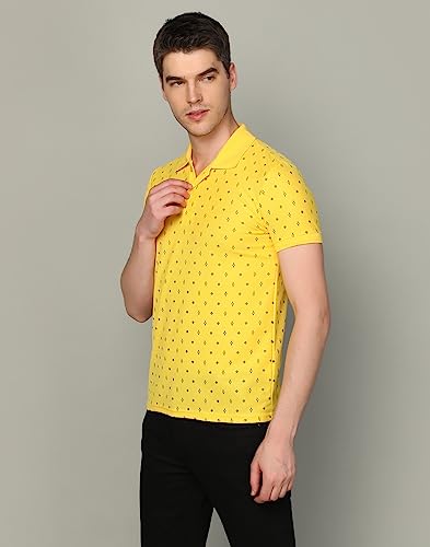 Image of INKKR Men's Printed Polo Neck Half Sleeve Multicolor T-Shirt