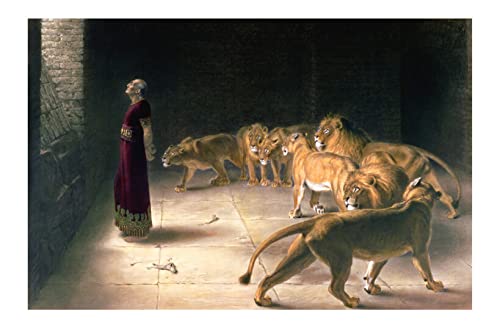 Grande affiche d'art mat Daniel in the Lions Den Briton Rivière sans reflet pour décoration murale
