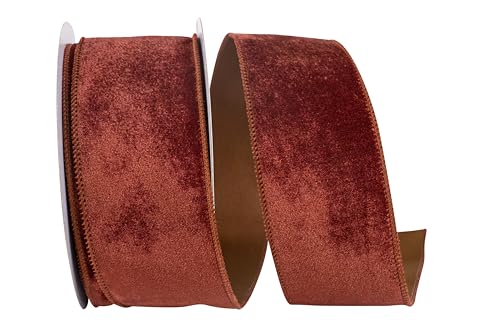 Reliant Ribbon 94030W-049-40F Velvet Plush Designer Wired Edge Ribbon, 2-1/2 Inch X 10 Yards, Rust