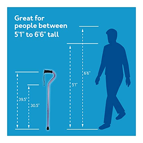 Carex Health Brands Ergo Offset Cane with Soft Cushioned Handle - Adjustable Walking Cane, Blue, 29-38 Inch (Pack of 1) - Thumbnail 6