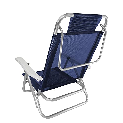 Cadeira de Praia Alumínio Reforçada 5 Posições Banho de Sol Marinho Zaka 120 KG
