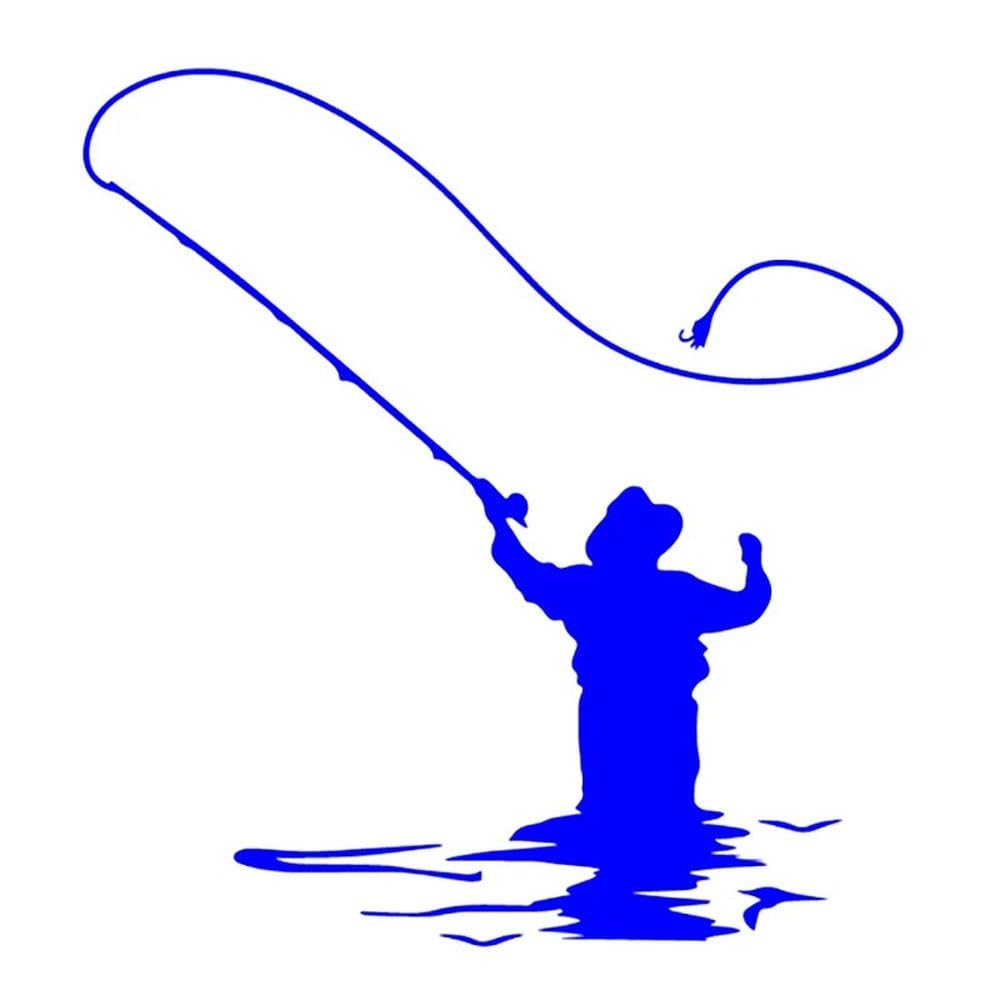Car Stickers Vinyl Decal Fisherman Go Fishing Motorcycle Decorative Accessories(Blue)