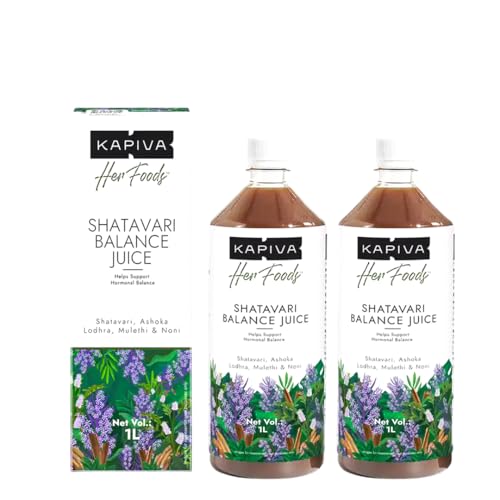 Image of Kapiva Her Foods Shatavari Balance - 1L (Pack of 2) | Supports Hormonal Balance & Healthy Cycles | 100% Ayurvedic, Natural & Non-Hormonal Women's Wellness Drink | Her Care Juice
