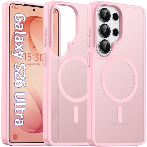Image of Oterkin Magnetic Samsung Galaxy S26 Ultra Case, Light Pink | Matte, Compatible with MagSafe, Frosted Translucent, Shockproof Anti-Scratch Slim Fit, Military Grade Protection