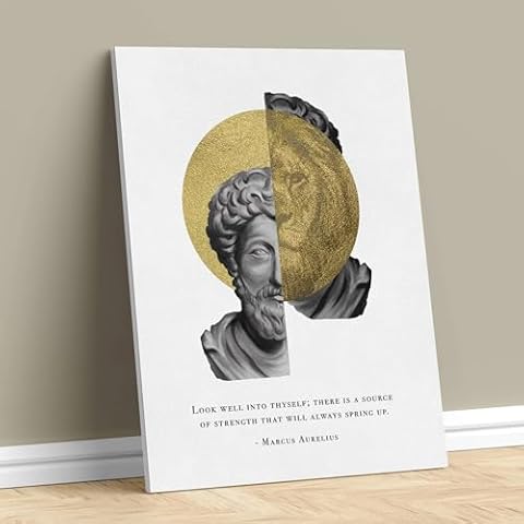 MAXFOUNDRY Marcus Aurelius Lion Head Wrapped Canvas, Gift for Stoics 24x32 in | 60x80 cm Cover