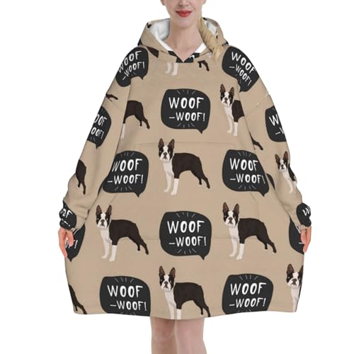 Sweat à capuche couverture avec manches et poches en flanelle imprimé chien anglais