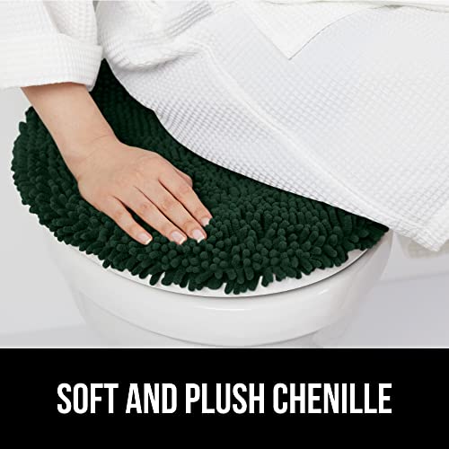 Image of GORILLA GRIP Soft Chenille Bathroom Toilet Lid Cover, Machine Washable Seat Covers, 19.5x18.5, Stays in Place Rubber Backing, Fits Most Round, Elongated and Oblong Lids, Accessories Decor, Hunter