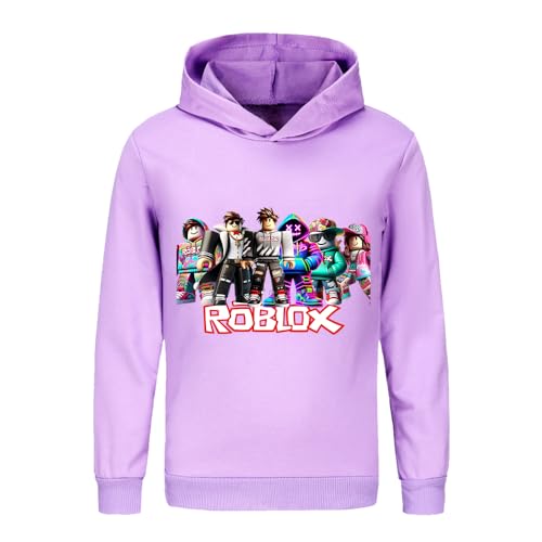 ZJGJFZ Boys Girls Pullover Hoodies Kids YouTuber Hoodie Ages 2-13 YearsPurple-01-160cm