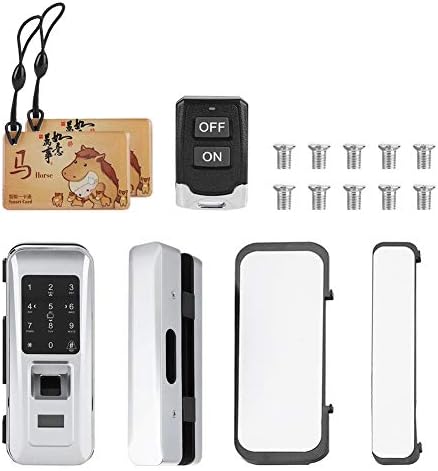 4 in 1 Smart Door Lock, Electronic Glass Door Lock Keyless Remote Control Door Lock with Biometric Fingerprint and Touchscreen Password Keypad for Glass Door, Gate, Office, Shop, Home
