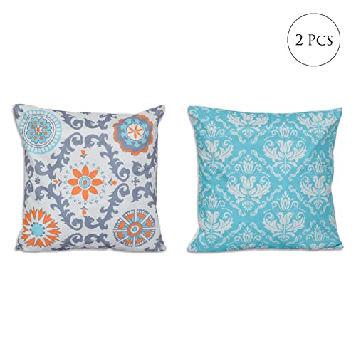 Image of ohello Designer Printed Holland Velvet Throw Pillow Covers 16 inch x 16 inch or 40 x 40 cm Set of 2 - Designer Square Pillow Covers /Cushion Covers for Bed, Sofa,Chair, Bed & Living Area | 005