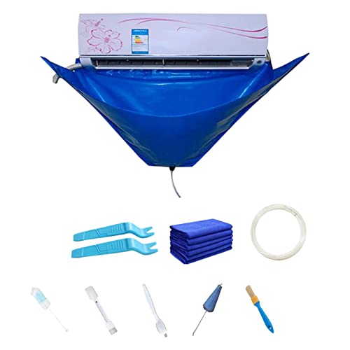 LANGYA 10 pièces Kit de Nettoyage Climatiseur - Housse lavage pour poussière climatisation mural avec tuyau d'eau split Cover