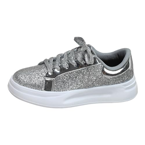 Chaussures orthopédiques contre le mal de dos : baskets compensées argentées confort