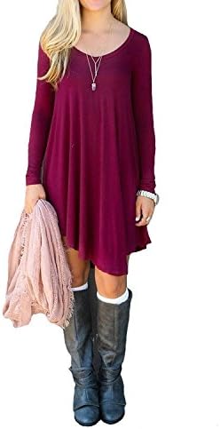TINYHI Women’s Side Pockets Loose Fit Casual Swing Flowy T-Shirt Dress