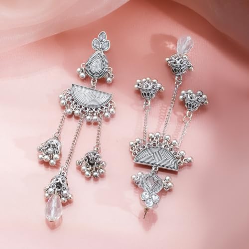 Image of Rubans Oxidised Jhumka Earrings Ghungroo Boho Statement Jewellery Gift for Women & Girls
