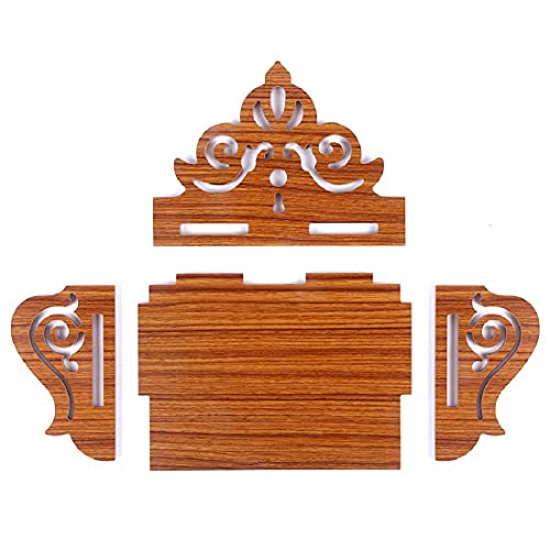 Image of CRAFTSFY Decorative Wall Shelves Wooden WiFi Router Set-top Box Telephone Remote Mobile Charging TV Set Top Box Wall Shelf for Living Room Office Home D�cor Shelves (creem B)