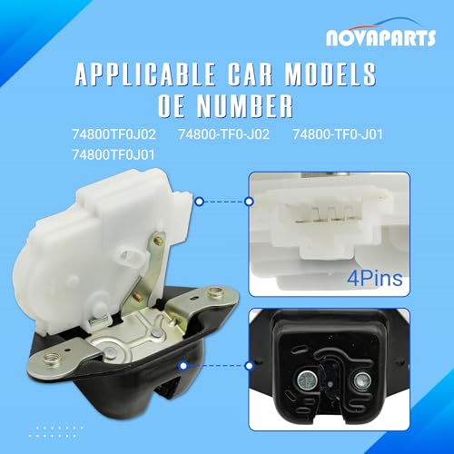 Image of NOVAPARTS Rear Tailgate Lock Actuator 74800TF0J02 for Honda CR-V 2012-2016, Odyssey 2011-2017, Pilot 2012-2015 & RDX 2010-2012 Lock Assembly Replaces # 74800-TF0-J02 74800-TF0-J01