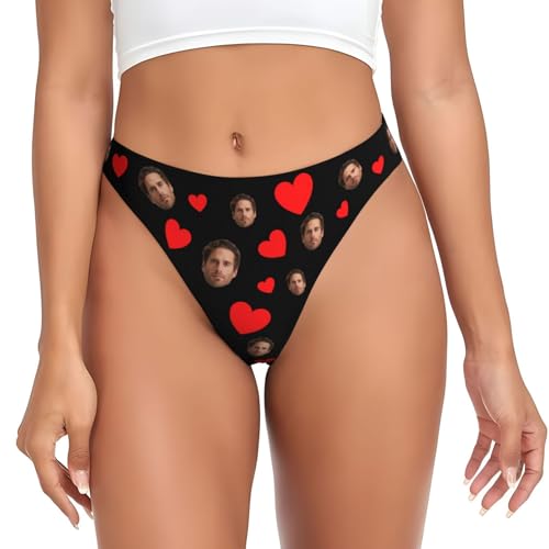 Tanga Personalizado con Nombre Personalizado Foto de la Cara Tangas Graciosos Bragas Personalizadas Tanga Sexy San Valentin Regalo para Mujer cumpleaños Regalos Aniversario Pareja
