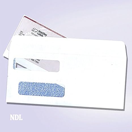 NextDayLabels #9 Double Window Check Envelopes - 500 Pack Ready-Seal Security Tinted Envelopes for QuickBooks, Sage 100, Blackbaud Checks - Self-Sealing Laser-Compatible - Made in USA
