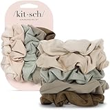 Kitsch Scrunchies for Women - No Crease Hair Ties for Girls | Scrunchies For All Hair Types and Textures, Perfect for Day or Night | Ideal Gifts for Women - Moss Green, 5 Pcs