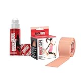 RockTape Original 2-Inch Kinesiology Tape (Beige) + RockSauce Fire, Pain Relief Cream