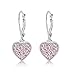 Kids Earrings - 925 Sterling Silver with a White Gold Tone Classic Clear Heart Secure Leverback Earrings kids, children, girls, baby Made With Swarovski Elements
