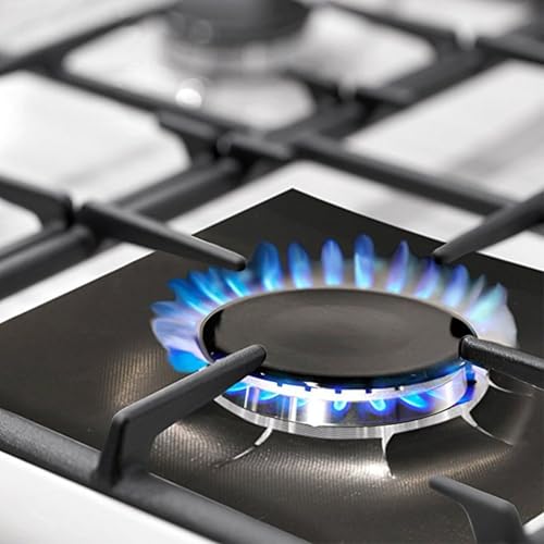 10 pack, gas stove protector, stove burner liners, stovetop range protectors, set top burner covers black, size 10.6” x 10.6” non stick reusable cover easy to clean, double thickness