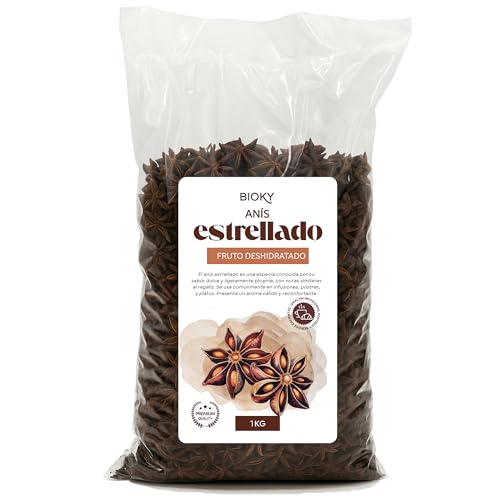 Anís Estrellado Entero 1kg – Para Infusiones, Especias, Postres o Tés Aromáticos – Suave Aroma Dulce y Ligeramente Picante - Natural y a Granel – Múltiples Usos: Decoración, Velas DIY, Jabones