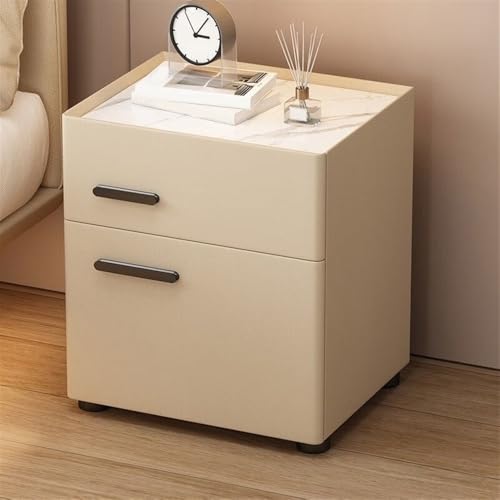HJYBFA Mesitas de Noche, Sencillas y multifuncionales, Modernas y auxiliares, Espacio de Almacenamiento, Ideales para Dormitorio y Sala de Estar (Beige, 15.7 x 15.7 x 19.7 pulg
