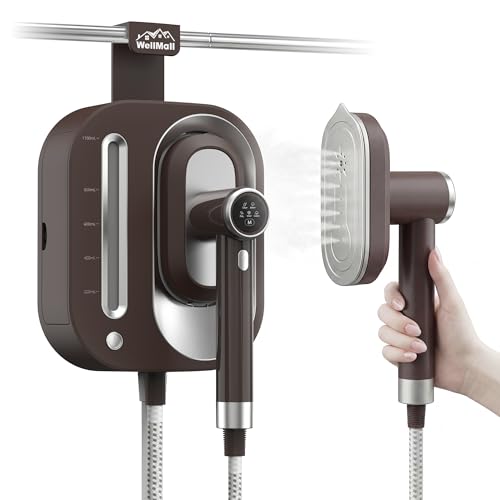 2 In 1 Steamer for Clothes: 1550W Powerful Steamer with 1100ml Detachable Tank, 30s Fast Heat-Up, Horizontal & Vertical Use, Portable Wrinkle Remover for Clothes Drapes Bedding (Brown) image 10