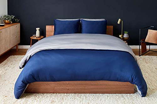 Sheex - Original Performance Cooling Duvet Cover, Light-Weight, Ultra-Soft, Breathable Fabric Releases Body Heat For Superior Comfort, Navy/Graphite, King #TOP3