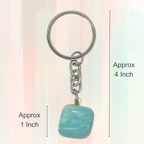 Image of Amazonite Keychain - Certified Crystal Key Chain and Key Ring for Girls, Cute Gemstone Accessory - Stylish Keychains Ideal Gift for Birthdays Women, Teens, and Kids