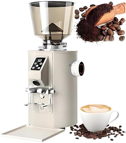 AYCDL Molinillo De Café Eléctrico, Molinillo Comercial De Muelas Planas con 9 Ajustes De Precisión, Pantalla Led Y Tolva De Gran Capacidad De 453 G para Cafeterías Domésticas.