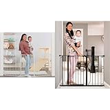 Regalo 76 Inch Super Wide Configurable Baby Gate, 3-Panel, Includes Wall Mounts and Hardware & Easy Step 49-Inch Extra Wide Baby Gate, Includes 4-Inch and 12-Inch Extension Kit