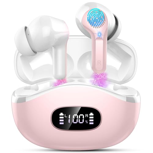 Wireless Earbuds, 2025 New Bluetooth 5.3 Headphones In Ear HIFI Stereo Wireless Headphones with 4 ENC Mic/Noise Cancelling Ear buds, IP7 Waterproof Running Earphones, 40H Playtime/USB-C/Touch Control