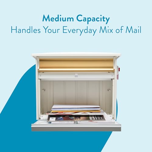 Image of Architectural Mailboxes Mailsafe Locking Wall Mount Mailbox, White, Medium | Aluminum build with steel cam lock and key drop box and a rust-resistant powder-coat finish.