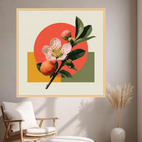 Tableau sur toile fleurs d'oranger 40x40cm pour décoration murale cuisine