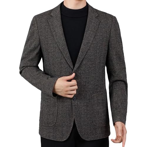 Men's Thick Wool Blazers Business Wrinkle-Resistant Winter Fashion Suit Jacket Banquet Formal 2-Button Sport Coat