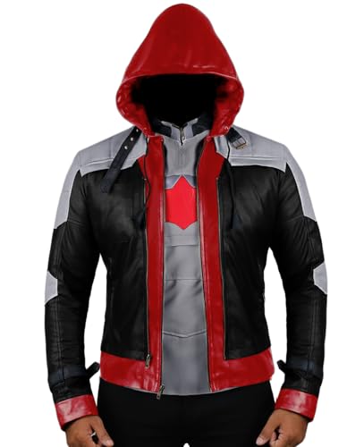 Replica Style Red Hood Mens Faux Leather Jacket Vest product thumbnail 13