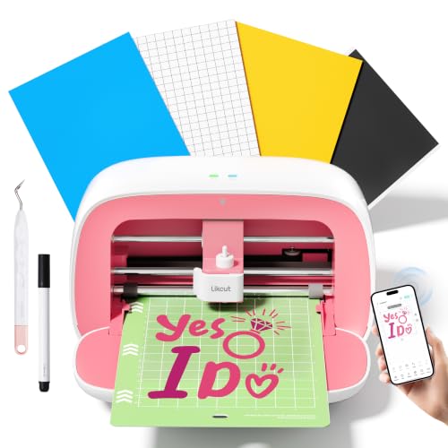 Likcut Vinyl Cutter Machine - AI Smart Sticker Maker S501 for DIY Joy Pink