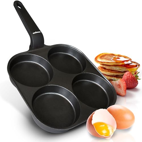 endusor Padella pancake e uova fritte - 21cm padella per pancake antiaderente | Per Fornelli a Induzione Gas Ceramica Elettrici Alogeni| Piastra a 4 stampi per Pancakes Uova Fritte Frittata