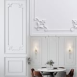 DoubleFill 63 x 24.4 Inch Wall Molding Kit French Style Corner Premade Accent Molding Wainscoting Panel with French Corner for Interior Wall Moulding Decor, Ready to Assemble Wainscoting Accent Panel