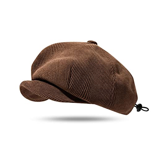 CLAPE Coton Baker Boy Hat Casquette Gatsby Homme Femmes Casquette Gavroche Vintage Newsboy Hat Casquette Souple, BL45-Brown