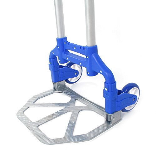 Heavy-Duty Aluminum Folding Hand Truck – 165 lb (75kg) Capacity Collapsible Luggage Cart with 360° Wheels, Portable Push Dolly for Moving, Travel, Grocery, Office & Home Use – Lightweight & Compact (B3