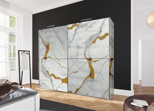 Image of TEKCOOL Marble Waterproof Oil Proof Wall Paper Furniture Kitchen, Cabinets, Almirah,Tabletop,Table, WoodenTable,Wardrobe,PVCDIY Self Adhesive Sticker(60x200cm) (New Desing Golden Line-3pc)!