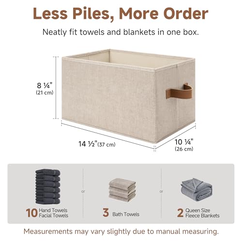 SroageWorks Storage Baskets for Shelves, Foldable Fabric Closet Storage Bins with Handles, Clothes Organizer Laundry Baskets, Brown & Beige, 3-Pack, Large