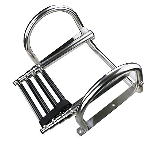 Coc-Lf 4 Steps Pontoon Boat Ladder, Stainless Steel Folding Telescoping Rear Entry Inboard Ladder Heavy Duty Custom Swim Deck Ladder With Pedal Hand Railing Ladder #TOP5