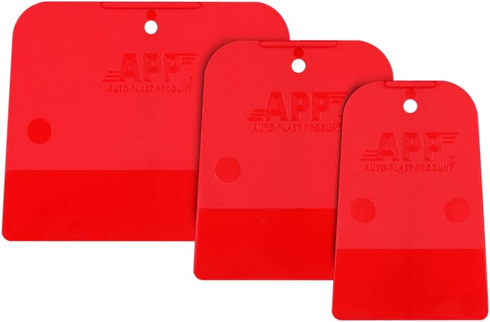 APP STS Spachtel Set – 3 Kunststoffspachtel in verschiedenen Größen | Zum Auftragen von Karosseriespachtel, Glätten, Schaben und Nacharbeiten | Kunststoff | Rot