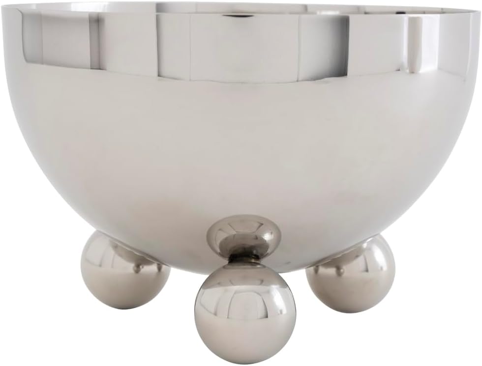 Godinger Temari Stainless Steel Nut Bowl – Modern Decorative Snack Dish with Sculptural Ball Base – Tabletop Accent & Giftware