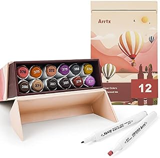 12 Colours Skin Tone Alcohol Markers Set, Arrtx ALP Dual Tips (Chisel & Fine) Art Markers with Gift Box, Permanent Alcohol Based Marker Pens for Portrait Illustration, Sketching, Drawing, Coloring.